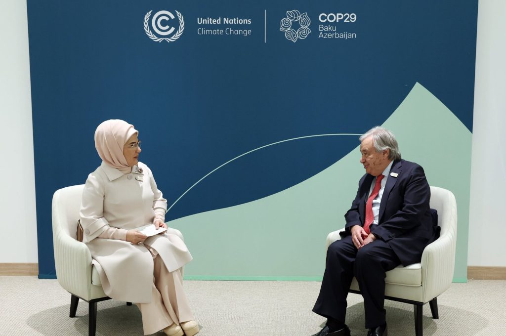 Emine Erdoğan meets UN’s Guterres at COP29 to champion zero waste
