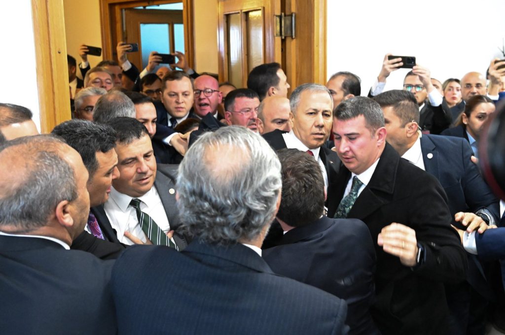 Turkish opposition lawmakers turn violent to block interior minister