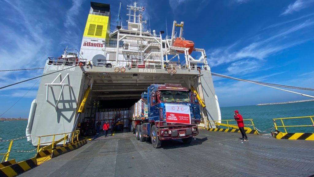 Kızılay’s 700 aid trucks stranded at Rafah border amid Israel’s war