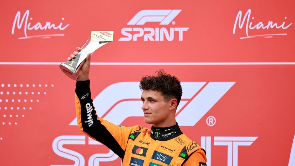 Norris bags rainy day win as Piastri’s lead shrinks in Miami sprint